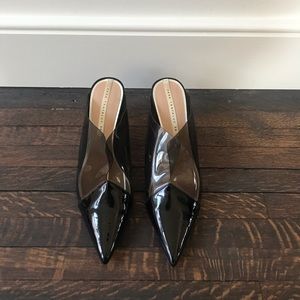 Zara Black Clear Vinyl Mules